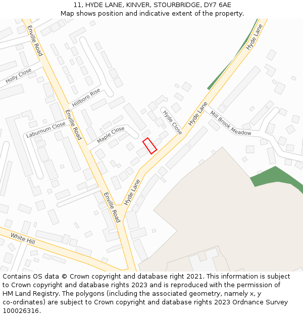 11, HYDE LANE, KINVER, STOURBRIDGE, DY7 6AE: Location map and indicative extent of plot
