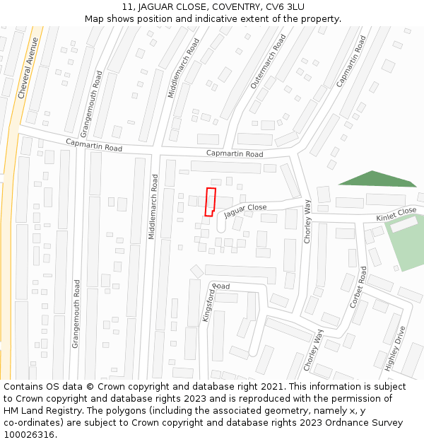 11, JAGUAR CLOSE, COVENTRY, CV6 3LU: Location map and indicative extent of plot