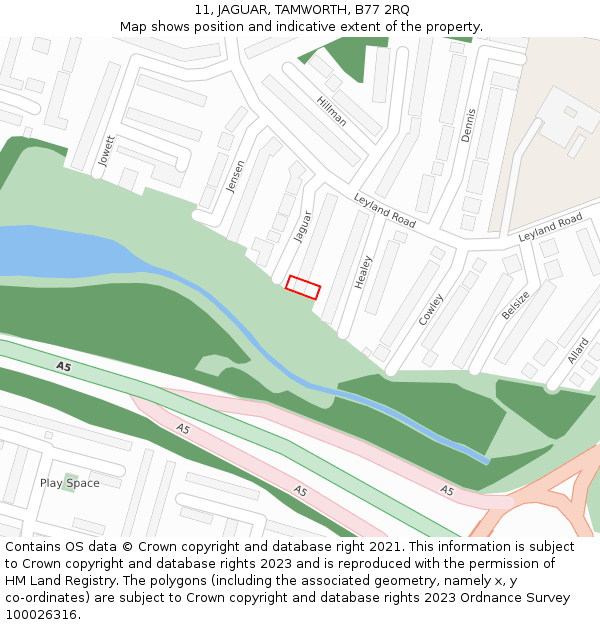 11, JAGUAR, TAMWORTH, B77 2RQ: Location map and indicative extent of plot