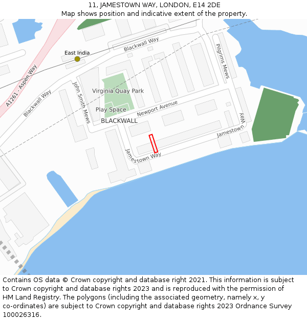 11, JAMESTOWN WAY, LONDON, E14 2DE: Location map and indicative extent of plot