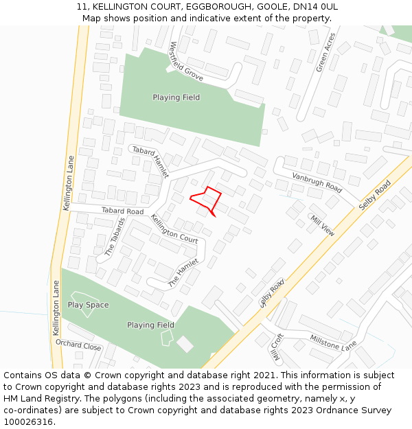 11, KELLINGTON COURT, EGGBOROUGH, GOOLE, DN14 0UL: Location map and indicative extent of plot