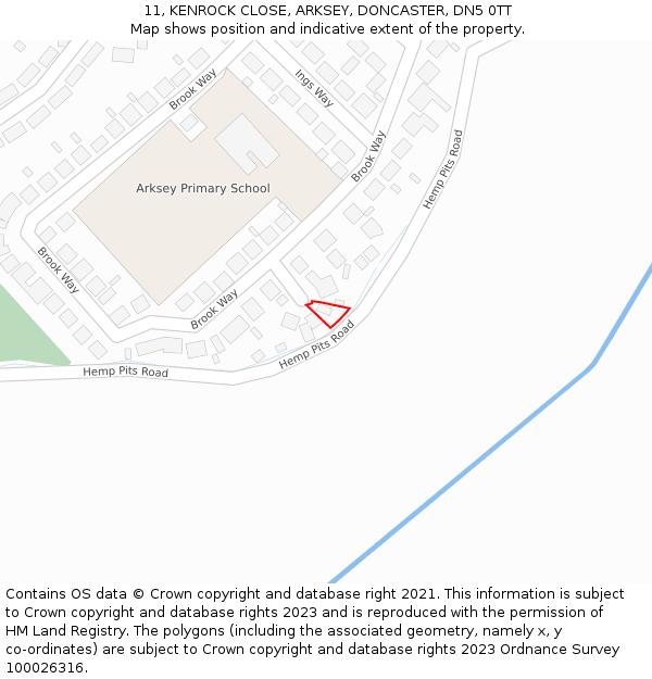 11, KENROCK CLOSE, ARKSEY, DONCASTER, DN5 0TT: Location map and indicative extent of plot