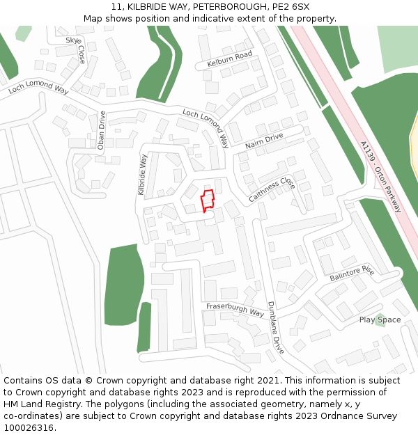 11, KILBRIDE WAY, PETERBOROUGH, PE2 6SX: Location map and indicative extent of plot