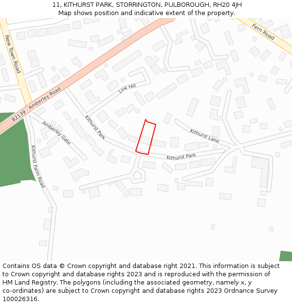 11, KITHURST PARK, STORRINGTON, PULBOROUGH, RH20 4JH: Location map and indicative extent of plot