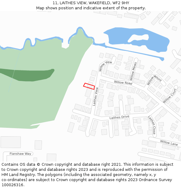 11, LAITHES VIEW, WAKEFIELD, WF2 9HY: Location map and indicative extent of plot