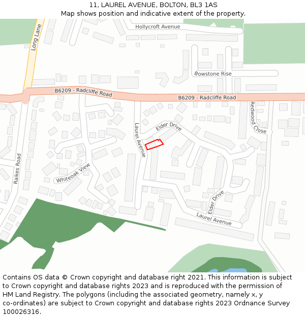 11, LAUREL AVENUE, BOLTON, BL3 1AS: Location map and indicative extent of plot