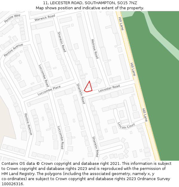 11, LEICESTER ROAD, SOUTHAMPTON, SO15 7NZ: Location map and indicative extent of plot