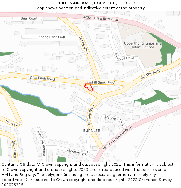 11, LIPHILL BANK ROAD, HOLMFIRTH, HD9 2LR: Location map and indicative extent of plot