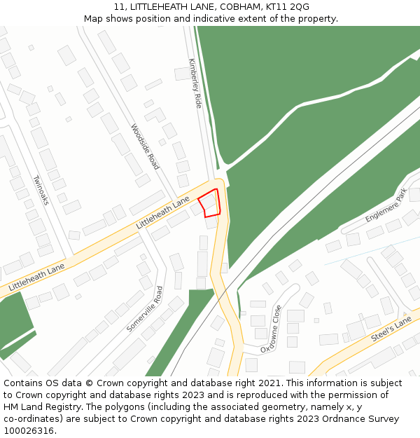 11, LITTLEHEATH LANE, COBHAM, KT11 2QG: Location map and indicative extent of plot
