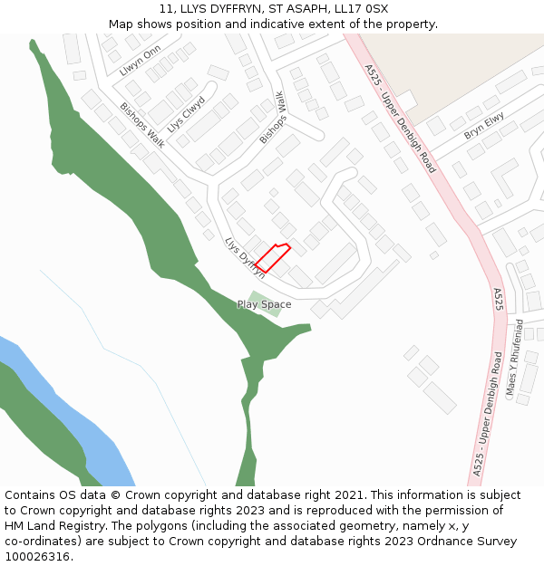 11, LLYS DYFFRYN, ST ASAPH, LL17 0SX: Location map and indicative extent of plot