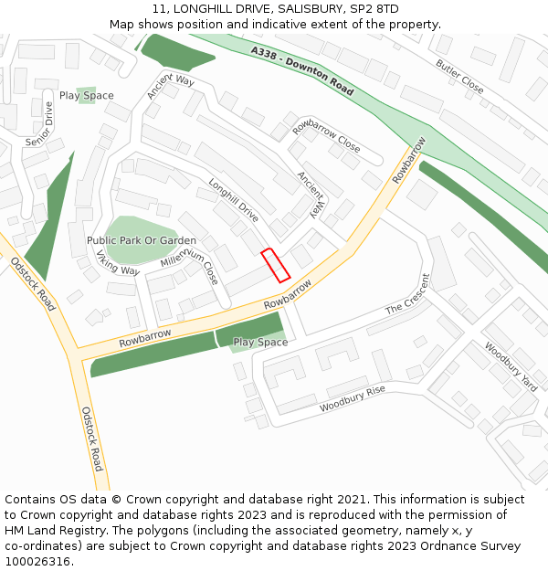 11, LONGHILL DRIVE, SALISBURY, SP2 8TD: Location map and indicative extent of plot
