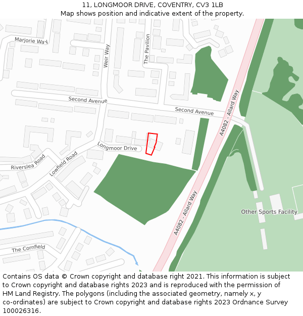 11, LONGMOOR DRIVE, COVENTRY, CV3 1LB: Location map and indicative extent of plot