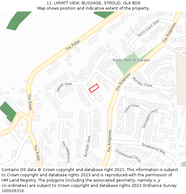 11, LYPIATT VIEW, BUSSAGE, STROUD, GL6 8DA: Location map and indicative extent of plot