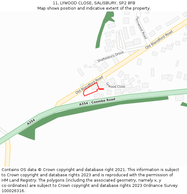 11, LYWOOD CLOSE, SALISBURY, SP2 8FB: Location map and indicative extent of plot