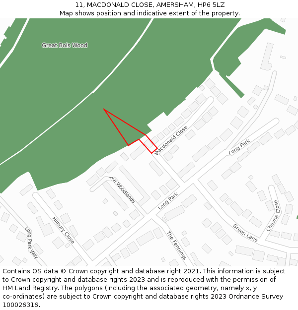 11, MACDONALD CLOSE, AMERSHAM, HP6 5LZ: Location map and indicative extent of plot