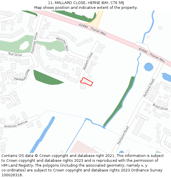 11, MALLARD CLOSE, HERNE BAY, CT6 5RJ: Location map and indicative extent of plot