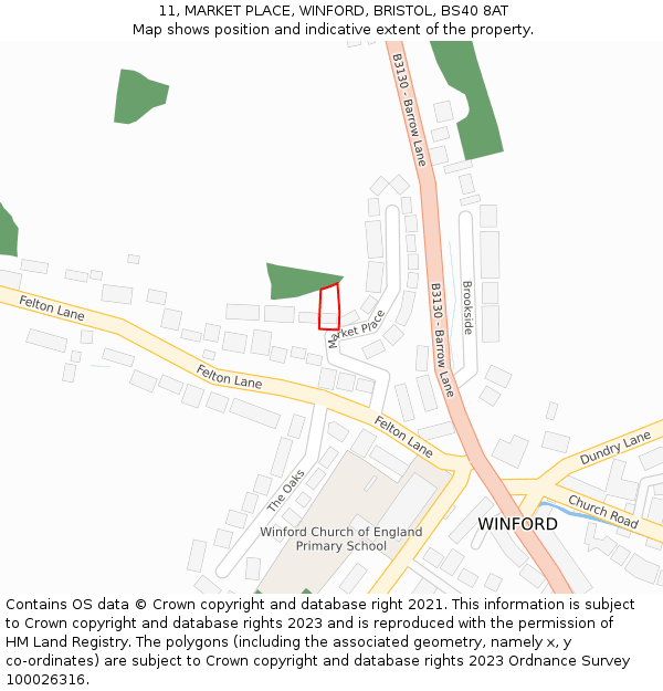 11, MARKET PLACE, WINFORD, BRISTOL, BS40 8AT: Location map and indicative extent of plot