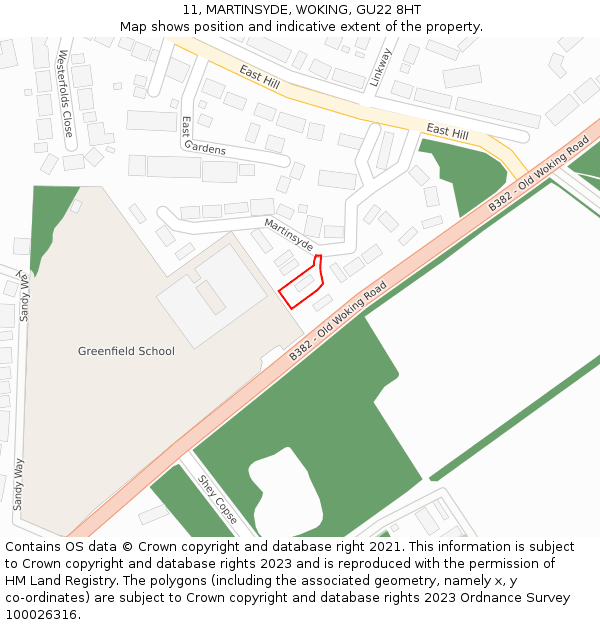 11, MARTINSYDE, WOKING, GU22 8HT: Location map and indicative extent of plot