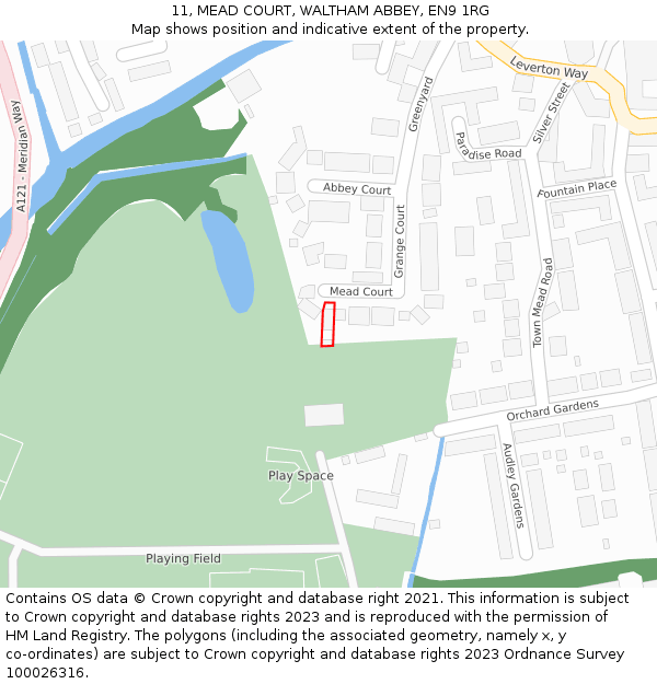 11, MEAD COURT, WALTHAM ABBEY, EN9 1RG: Location map and indicative extent of plot