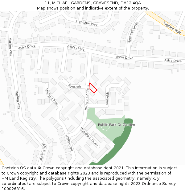 11, MICHAEL GARDENS, GRAVESEND, DA12 4QA: Location map and indicative extent of plot