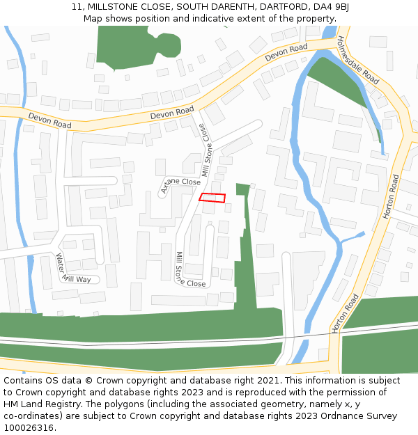 11, MILLSTONE CLOSE, SOUTH DARENTH, DARTFORD, DA4 9BJ: Location map and indicative extent of plot