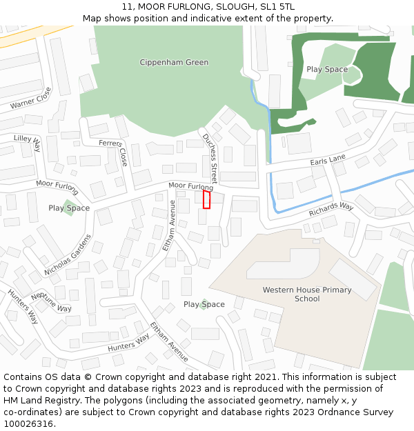 11, MOOR FURLONG, SLOUGH, SL1 5TL: Location map and indicative extent of plot
