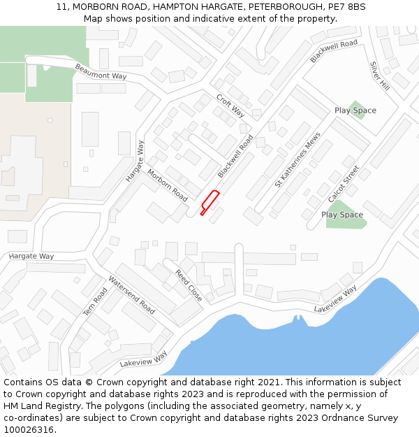 11, MORBORN ROAD, HAMPTON HARGATE, PETERBOROUGH, PE7 8BS: Location map and indicative extent of plot
