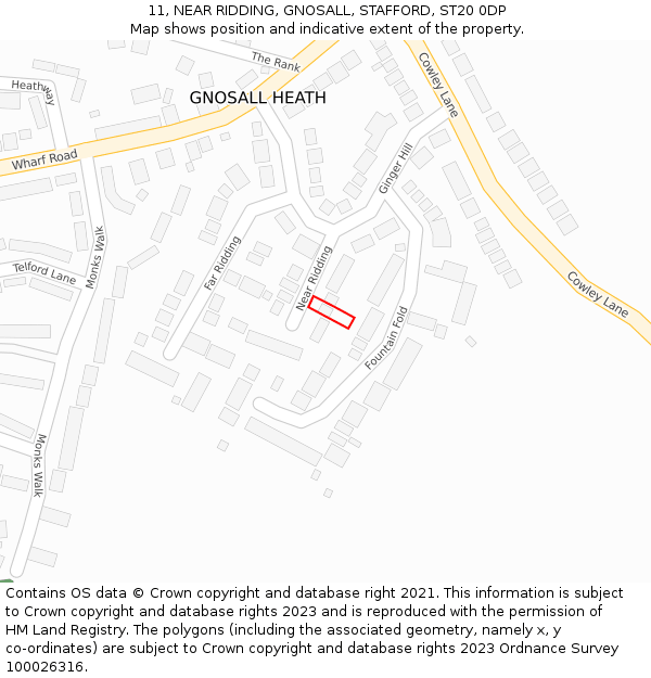 11, NEAR RIDDING, GNOSALL, STAFFORD, ST20 0DP: Location map and indicative extent of plot