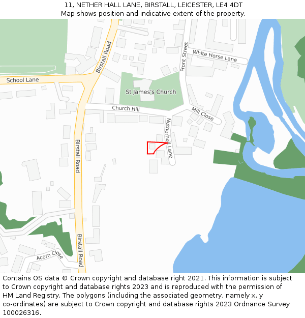 11, NETHER HALL LANE, BIRSTALL, LEICESTER, LE4 4DT: Location map and indicative extent of plot