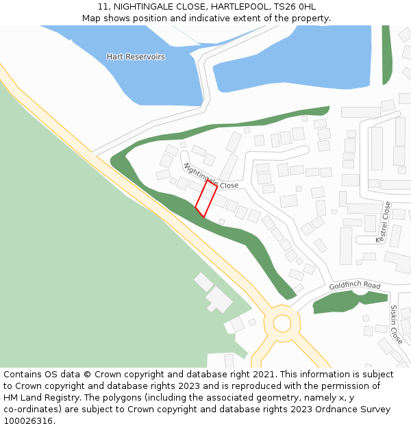 11, NIGHTINGALE CLOSE, HARTLEPOOL, TS26 0HL: Location map and indicative extent of plot