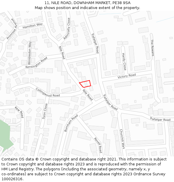 11, NILE ROAD, DOWNHAM MARKET, PE38 9SA: Location map and indicative extent of plot