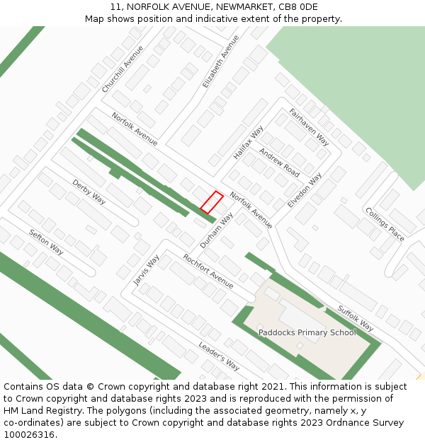 11, NORFOLK AVENUE, NEWMARKET, CB8 0DE: Location map and indicative extent of plot
