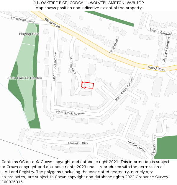 11, OAKTREE RISE, CODSALL, WOLVERHAMPTON, WV8 1DP: Location map and indicative extent of plot