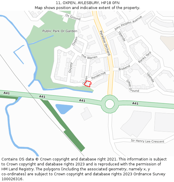11, OXPEN, AYLESBURY, HP18 0FN: Location map and indicative extent of plot