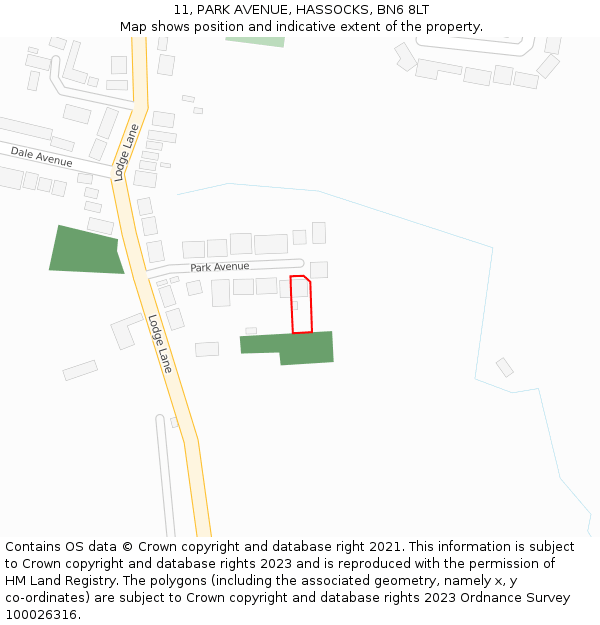 11, PARK AVENUE, HASSOCKS, BN6 8LT: Location map and indicative extent of plot