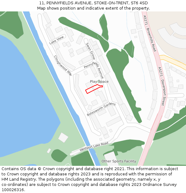 11, PENNYFIELDS AVENUE, STOKE-ON-TRENT, ST6 4SD: Location map and indicative extent of plot