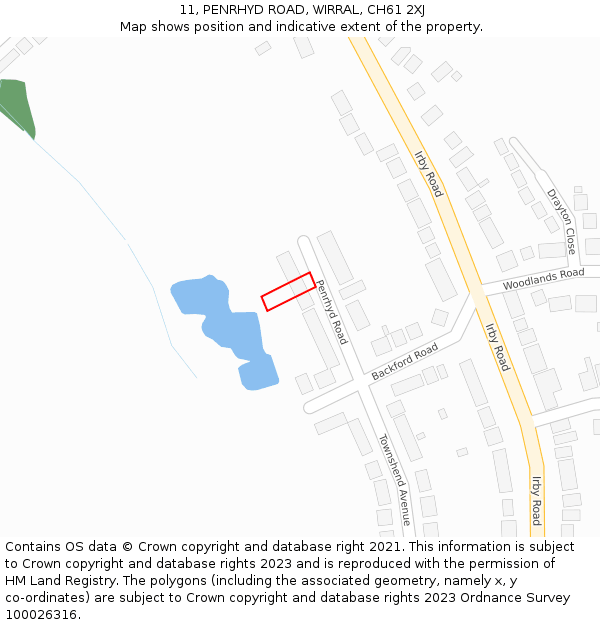 11, PENRHYD ROAD, WIRRAL, CH61 2XJ: Location map and indicative extent of plot