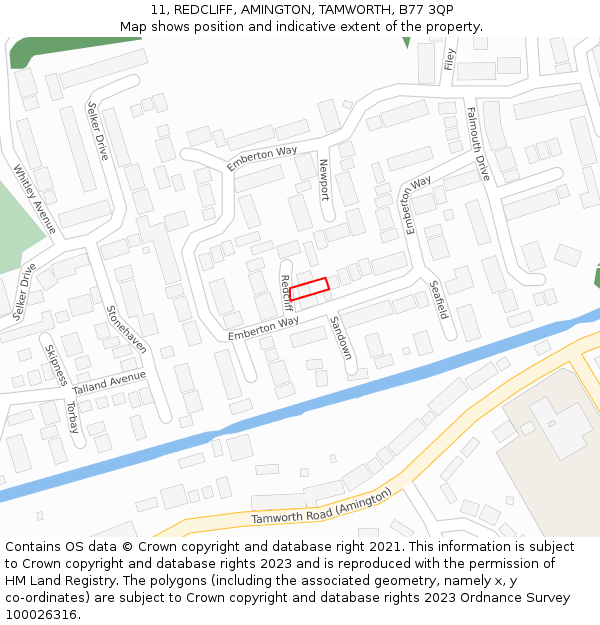 11, REDCLIFF, AMINGTON, TAMWORTH, B77 3QP: Location map and indicative extent of plot