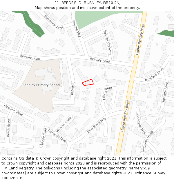 11, REEDFIELD, BURNLEY, BB10 2NJ: Location map and indicative extent of plot
