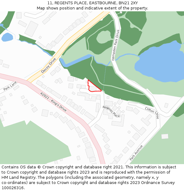 11, REGENTS PLACE, EASTBOURNE, BN21 2XY: Location map and indicative extent of plot