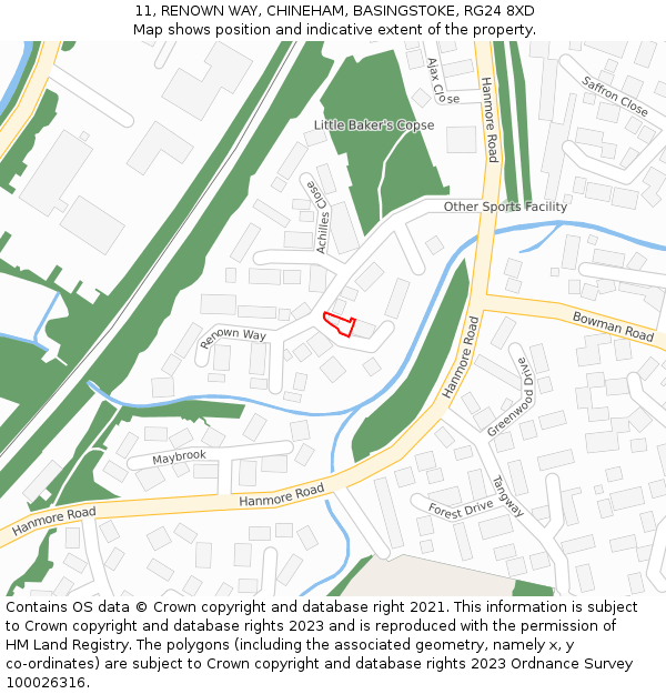 11, RENOWN WAY, CHINEHAM, BASINGSTOKE, RG24 8XD: Location map and indicative extent of plot