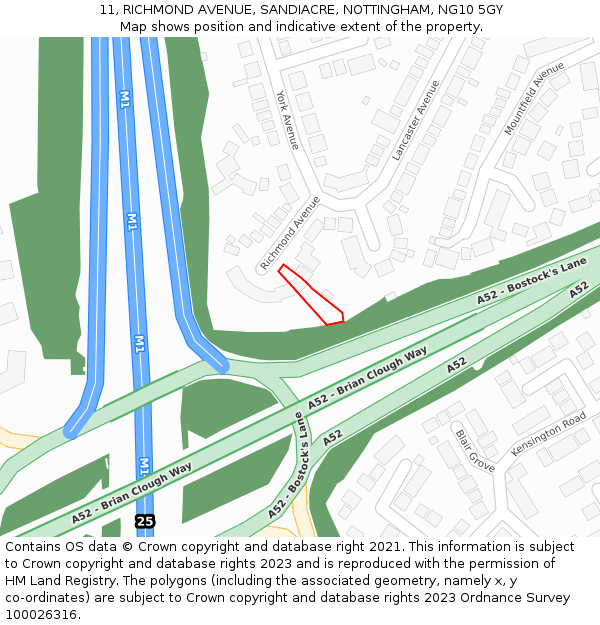 11, RICHMOND AVENUE, SANDIACRE, NOTTINGHAM, NG10 5GY: Location map and indicative extent of plot
