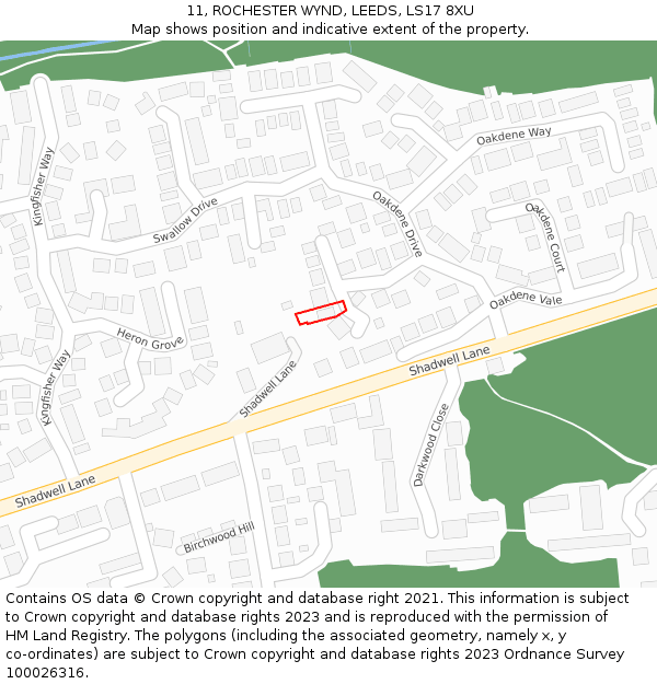 11, ROCHESTER WYND, LEEDS, LS17 8XU: Location map and indicative extent of plot