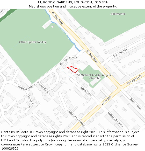 11, RODING GARDENS, LOUGHTON, IG10 3NH: Location map and indicative extent of plot
