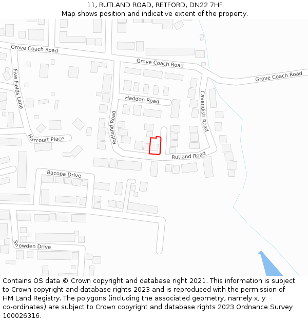 11, RUTLAND ROAD, RETFORD, DN22 7HF: Location map and indicative extent of plot
