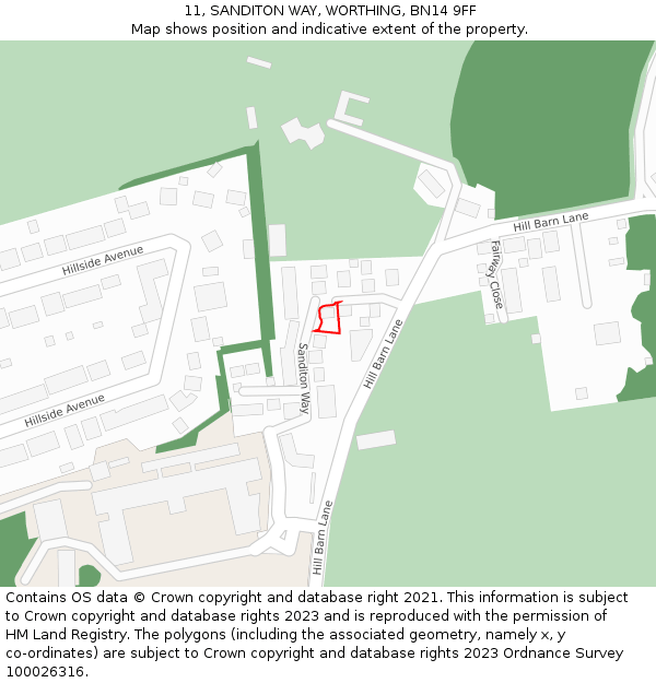 11, SANDITON WAY, WORTHING, BN14 9FF: Location map and indicative extent of plot