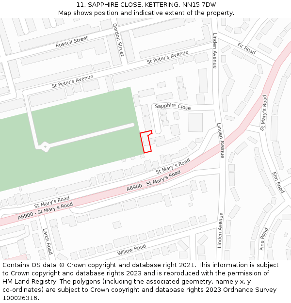11, SAPPHIRE CLOSE, KETTERING, NN15 7DW: Location map and indicative extent of plot