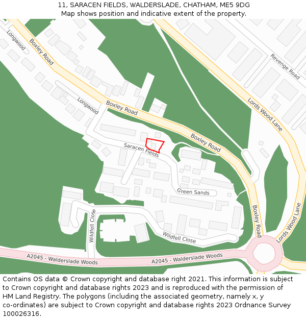 11, SARACEN FIELDS, WALDERSLADE, CHATHAM, ME5 9DG: Location map and indicative extent of plot