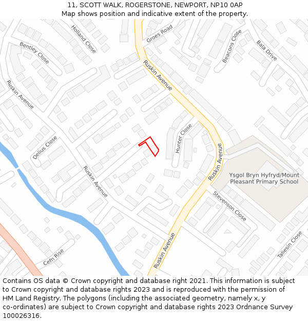 11, SCOTT WALK, ROGERSTONE, NEWPORT, NP10 0AP: Location map and indicative extent of plot