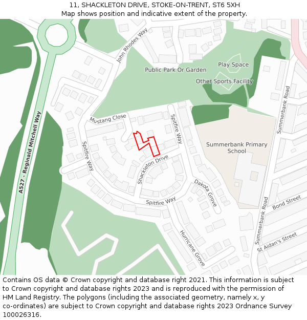 11, SHACKLETON DRIVE, STOKE-ON-TRENT, ST6 5XH: Location map and indicative extent of plot